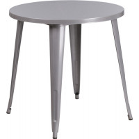 Flash Furniture CH-51090-29-SIL-GG 30'' Round Metal Indoor-Outdoor Table in Silver